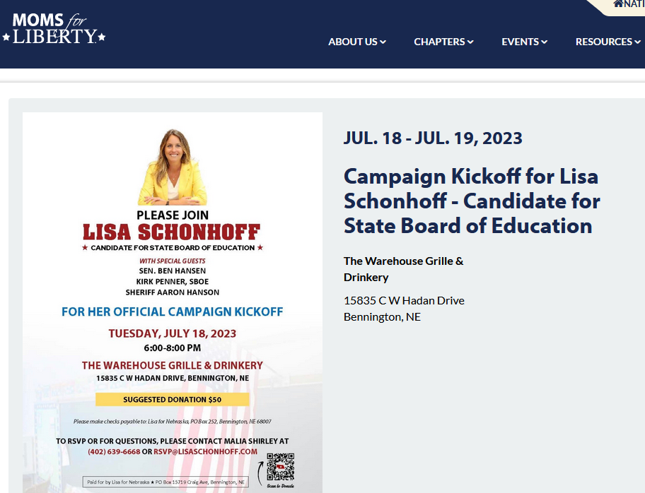 Nebraska Meadowlark - Moms for Liberty Endorses Lisa Schonhoff